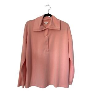 J Jill Fit Snap Front Tunic Womens Size M Pink Double Knit Pullover Athleisure